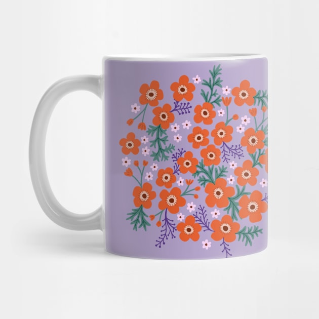 Buttercup garden in coral and lavender by Natalisa